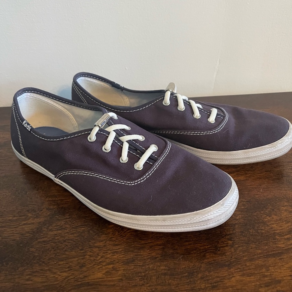 Keds 8.5 Slip On Navy Canvas Boat Shoe Sneakers Womens